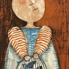 Graciela Boulanger Lithograph, Enfant et oiseau 5