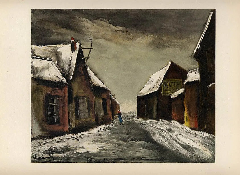 Vlaminck Lithograph 26, Alainville under snow 1958