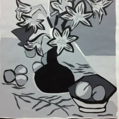 Shannon Parabera Original Vinyl Collage Signed Flowers 2000