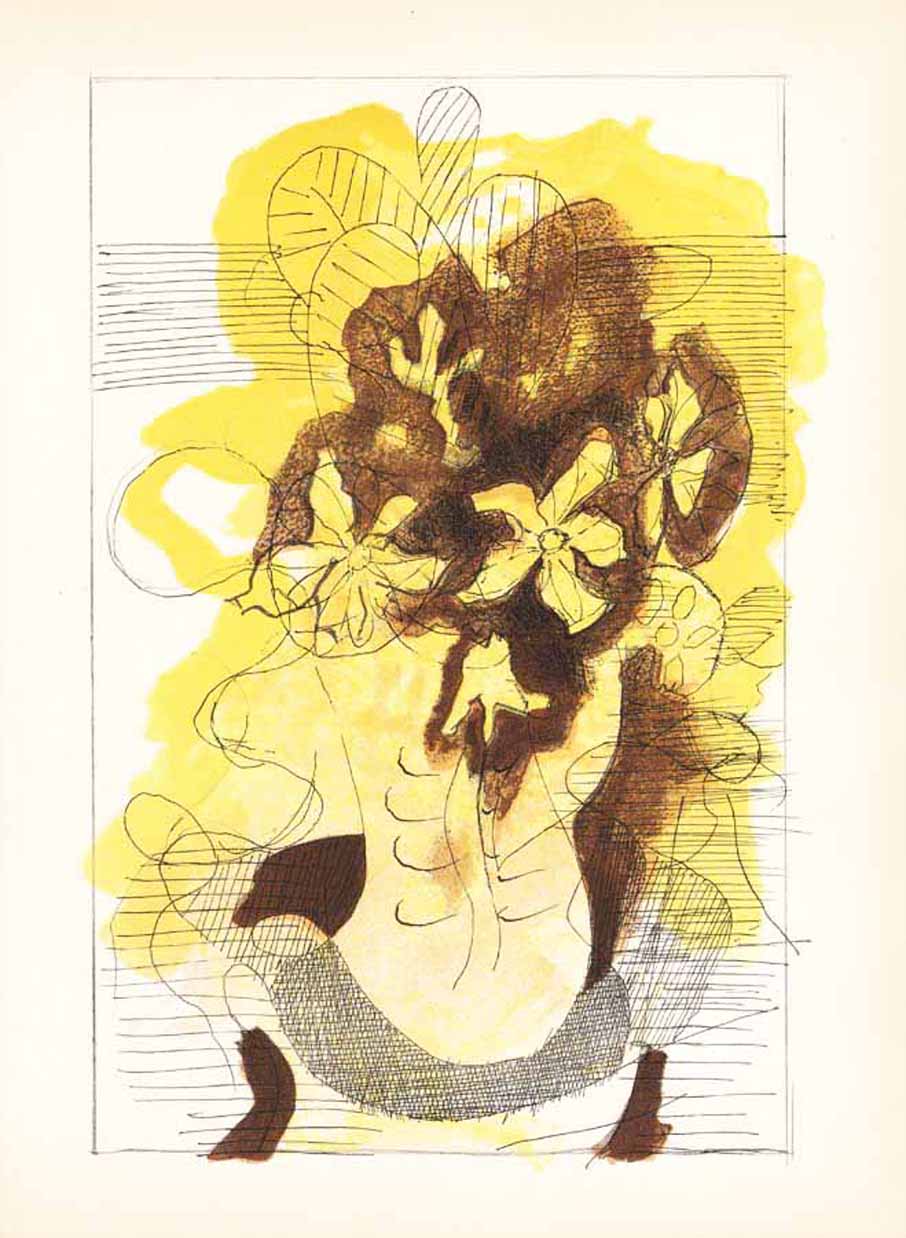 Braque Lithograph yellow bouquet from carnet intimes