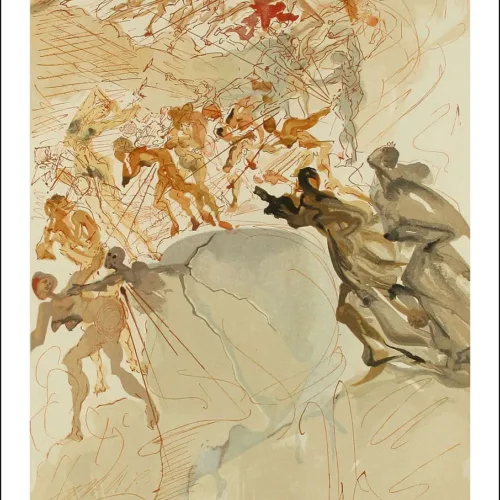 Dali Woodcut Purgatory 25 Climbing the seventh terrace