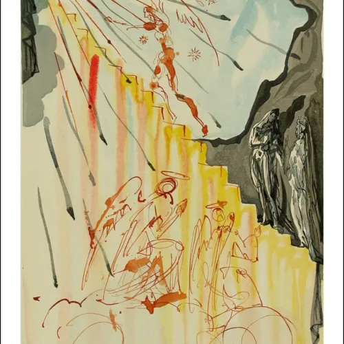 1960 Dali Woodcut Paradise 21 The mystic ladder