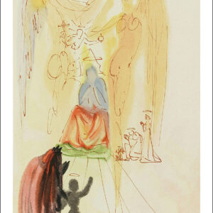 Salvador Dali Woodcut, Paradise 23 The triumph of Christ & the Virgen Divine Comedy