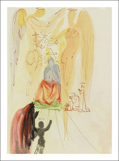Salvador Dali Woodcut, Paradise 23 The triumph of Christ & the Virgen Divine Comedy