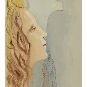 Dali woodcut, the greatest beauty of beatrice, divine comedy