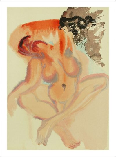 Salvador Dali Woodcut Purgatory 3 Indolent ones