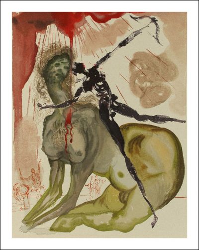 1960 Salvador Dali Woodcut Hell 12 The minotaur