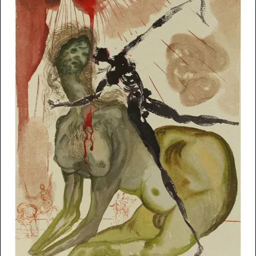 1960 Salvador Dali Woodcut Hell 12 The minotaur