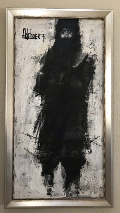 Aldo Luongo Man in Black Original Oil Painting on Canvas 1971