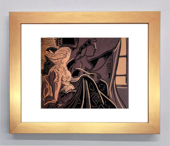 Framed Picasso Linocut Two women near the window 1978