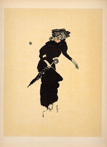 Title: Femme au parapluie Artist: Pierre Bonnard Country: France Medium: Lithograph - 63 Marks: Not signed not numbered Printed: Mourlot, France 1952 Paper Size: Vellum 12.50 x 9.50 inch Provenance:  Bonnard Lithographe Book 1952 Condition: Very good Certificate of Authenticity is included