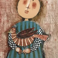 Boulanger Lithograph Mourlot, Enfant et oiseau 3