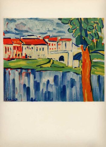 Vlaminck Lithograph 12, Chatou with red tree