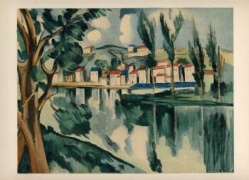 Title: The seine at Chatou   Artist: Maurice de Vlaminck Country: France Medium:  Lithograph - 15 Marks: Not Signed not numbered Paper Size:. 12.5 x 9.5 inch Printed: 1958 by Mourlot Provenance: Vlaminck Limited Edition book No, 296 /2000 Condition: Very Good Certificate of Authenticity Is Included