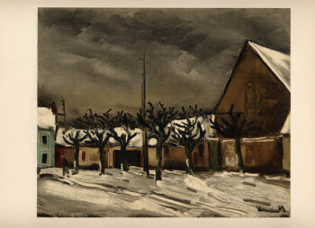 1958 Vlaminck Lithograph 33, Lime trees under snow