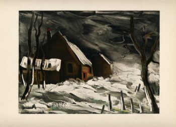 Vlaminck Lithograph 42, La maladrerie under snow