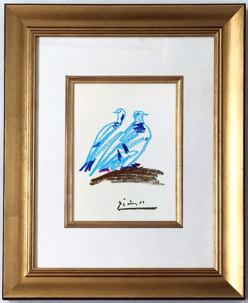 Picasso Framed Lithograph 57 Verwidwete Couple Dove