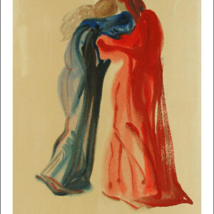 1960 Dali woodcut Purgatory 29 - Meeting of Dante & Beatrice