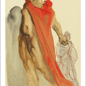1960 Salvador Dali woodcut Purgatory 5 - Virgil's reproaches