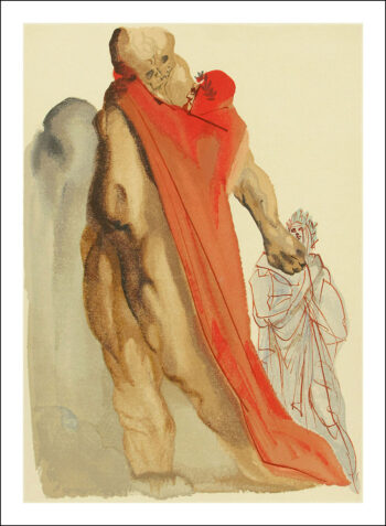 1960 Salvador Dali woodcut Purgatory 5 - Virgil's reproaches