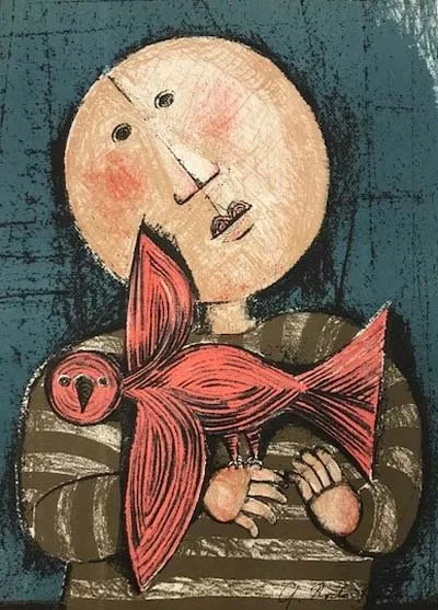 Graciela Boulanger Lithograph from the serie of Enfant et oiseau