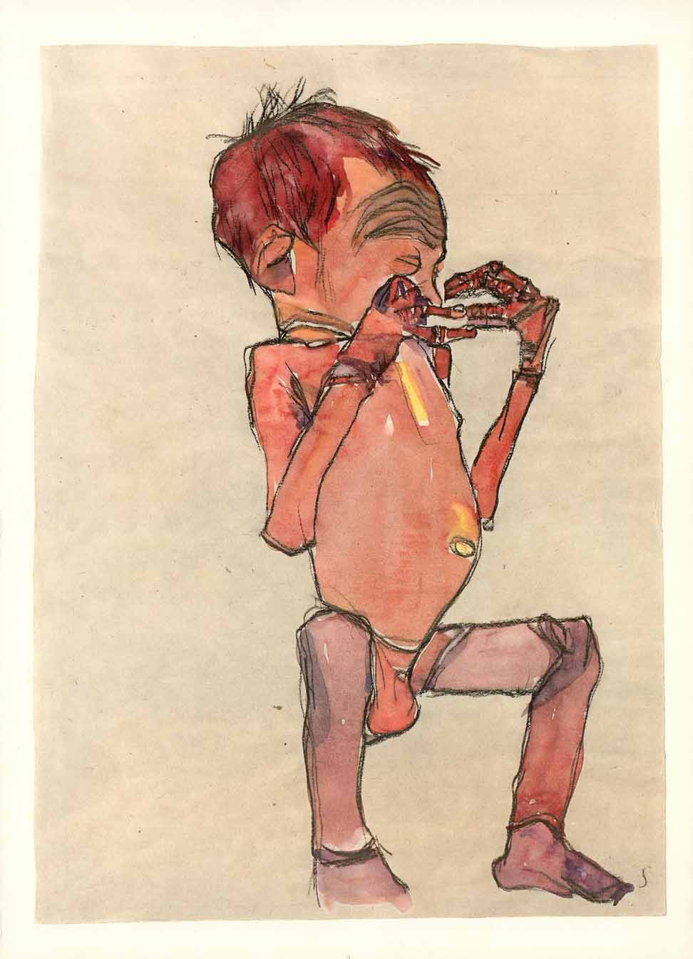 Egon Schiele Lithograph 3 New born 1968