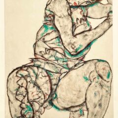 Schiele Lithograph 43 Seated woman with hand in hair