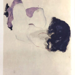1968 Schiele Lithograph 25 - Nude with purple stockings