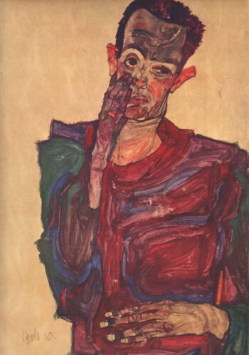 Egon Schiele Lithograph 4 ,Self Portrait 1968