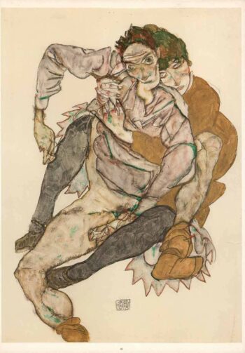 Egon Schiele Lithograph 46, Couple 1968