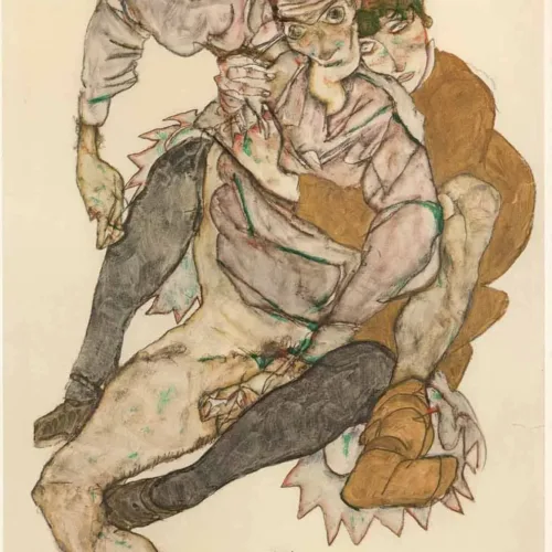Egon Schiele Lithograph 46, Couple 1968