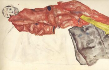 Schiele Lithograph 29, Self portrait as prisoner