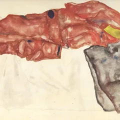 Schiele Lithograph 29, Self portrait as prisoner