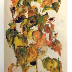 1968 Egon Schiele Lithograph 15 - Sunflowers