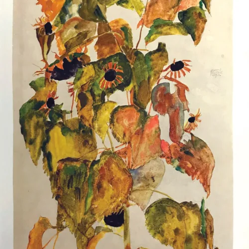 1968 Egon Schiele Lithograph 15 - Sunflowers