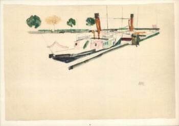 Egon Schiele Lithograph 30, Paddle steamer 1968