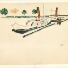 Egon Schiele Lithograph 30, Paddle steamer 1968