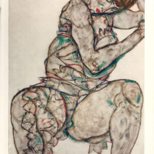 Schiele Lithograph 43 - Seated woman with hand in hair