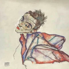 Egon Schiele Lithograph 47, Self portrait 1968