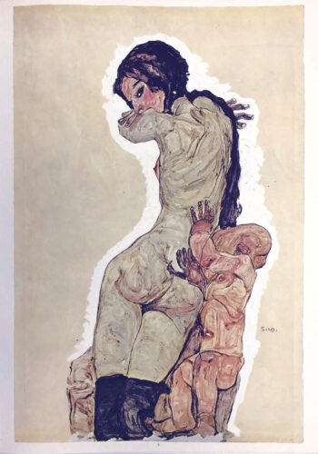 1968 Egon Schiele Lithograph 5, Mother and child