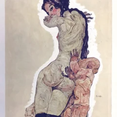 1968 Egon Schiele Lithograph 5, Mother and child