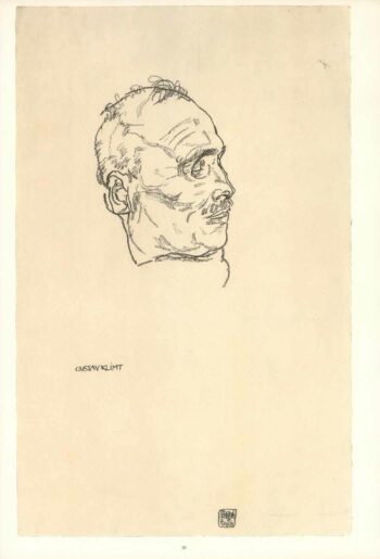 Egon Schiele Lithograph 59, Portrait of Gustav klimt