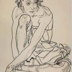 Egon Schiele Lithograph 63, Woman crouching 1968