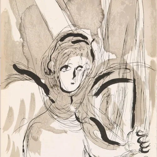 1956 Verve Bible Chagall Original Lithograph Angel with sword
