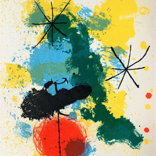 Joan Miro Original Lithograph Composition Signed 1965 Mourlot