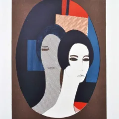 Andre Minaux Lithograph Two heads of female from editions sauret