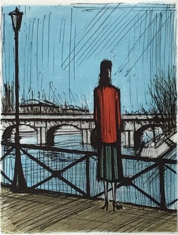 1979 Bernard Buffet Original Lithograph Untitled 1 Lady on red