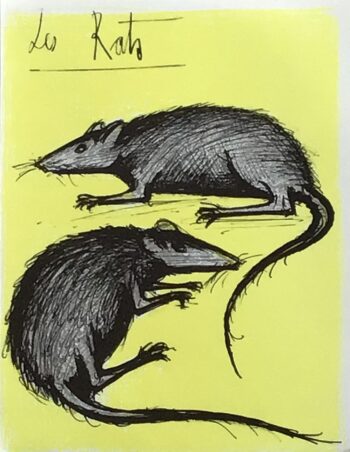 1979 Buffet Original Lithograph Untitled 3 Rats