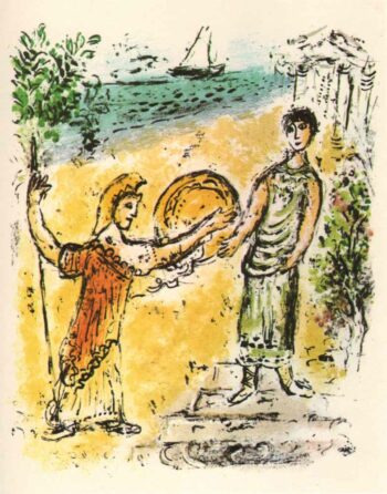 1989 Chagall Lithograph v2 Odyssee Athene and Telemachus