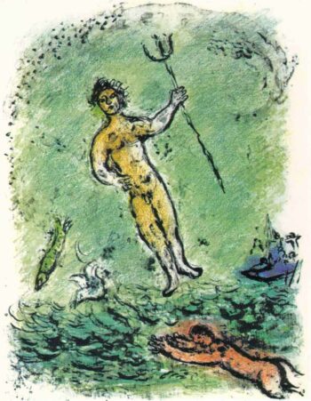 1989 Chagall Lithograph v2 Odyssee Poseidon